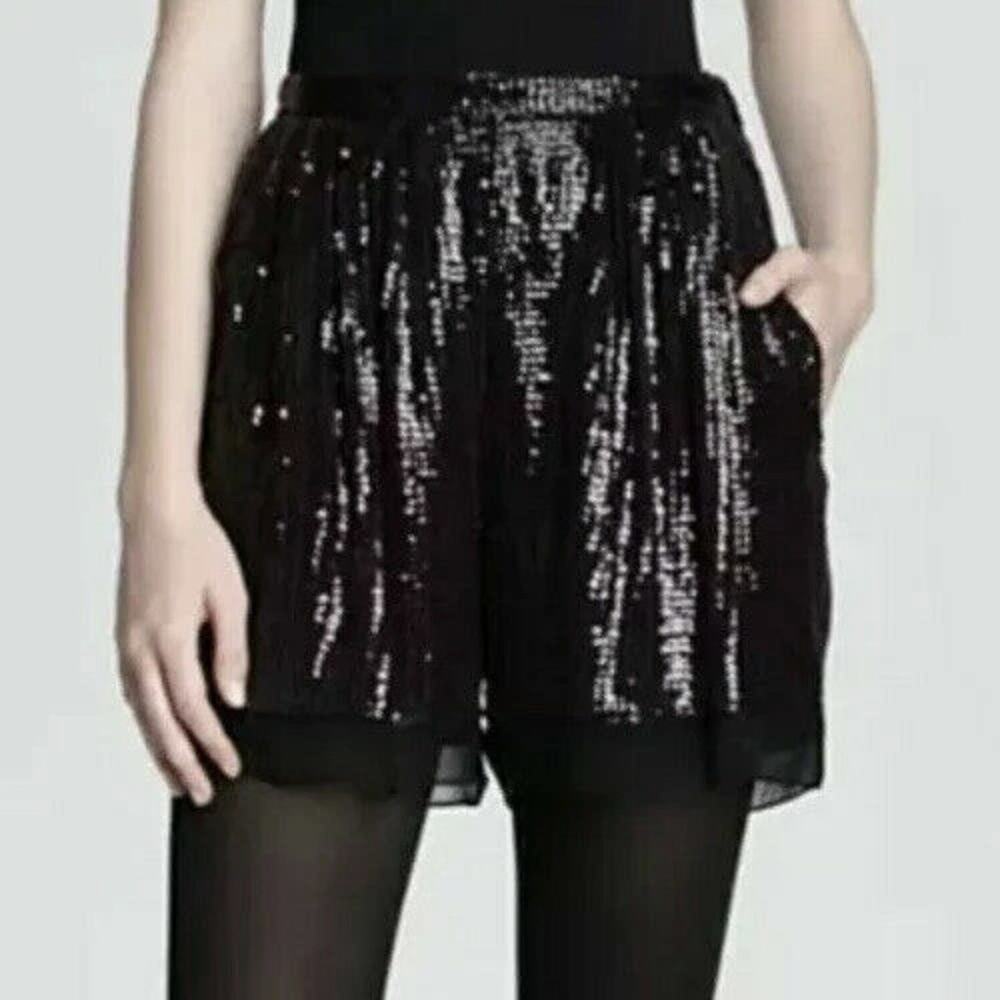 Diane Von Furstenberg DVF Sequin Silk Shorts Purple Party Size 10